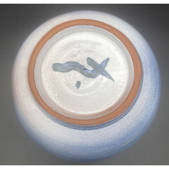 VTG Ceramic Glazed BLUE Ring Pattern Vase 9.5” Signed RARE - Picture 7 of 7